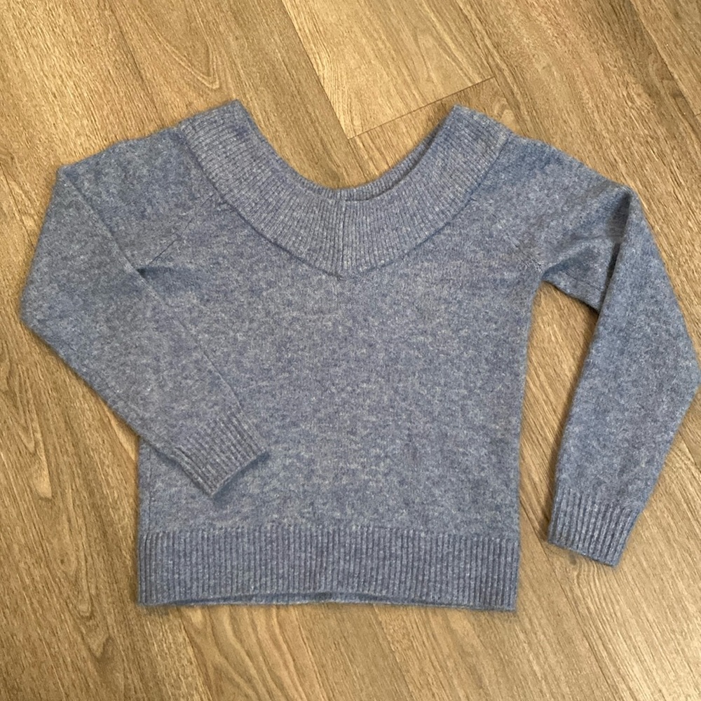 H&M Heather Blue Off-the-shoulder Sweater
